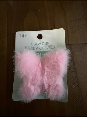 Butterfly hair claw hair clip pink fuzzy butterfly hair claw hair clip new